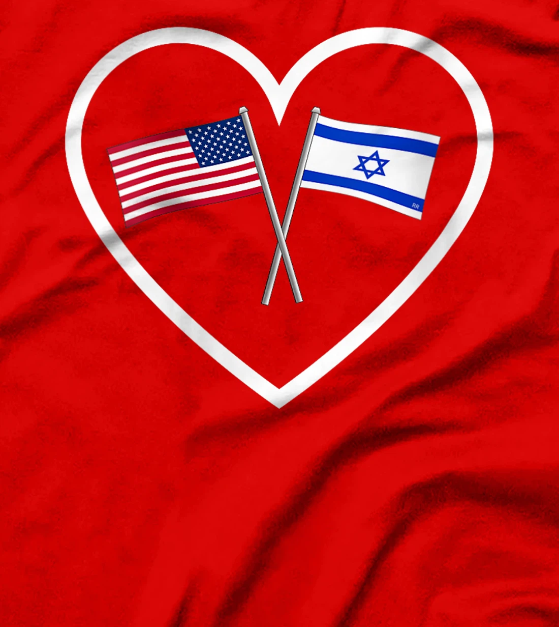 Womens SUPPORTING ISRAEL | Heart and American Flag and Israel Flag T-Shirt