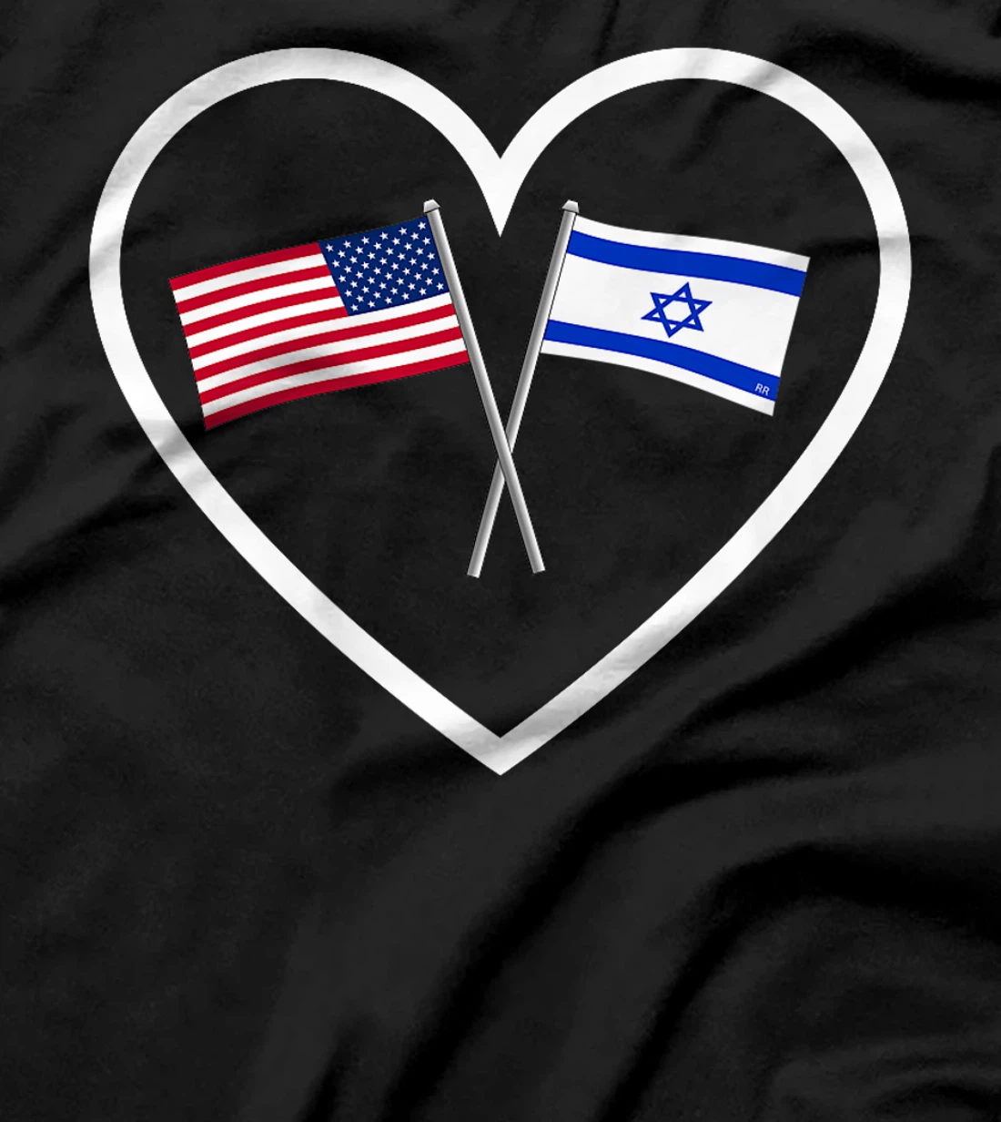 SUPPORTING ISRAEL | Heart and American Flag and Israel Flag Premium T-Shirt