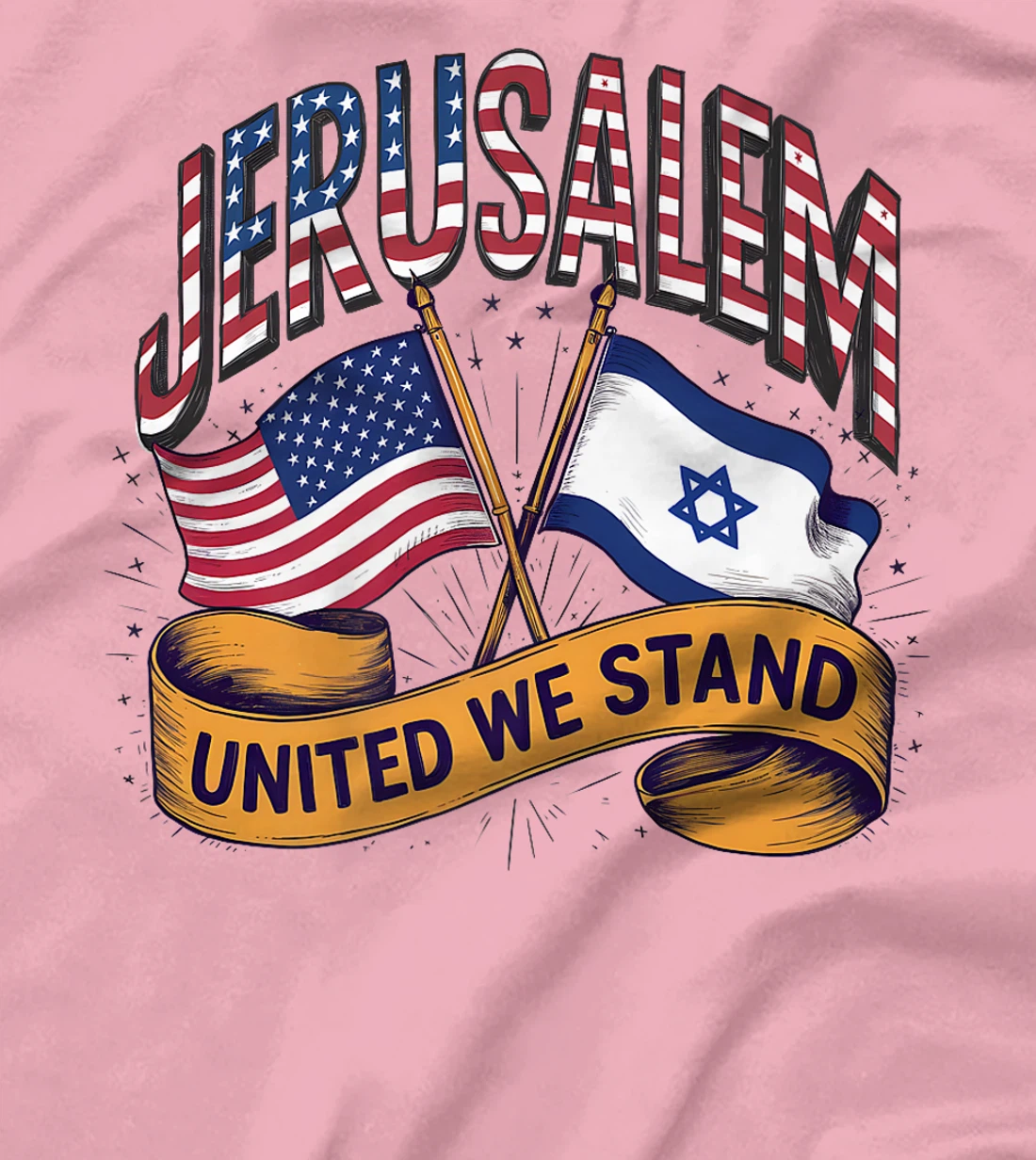 Jerusalem United We Stand American Israeli Flags Premium T-Shirt