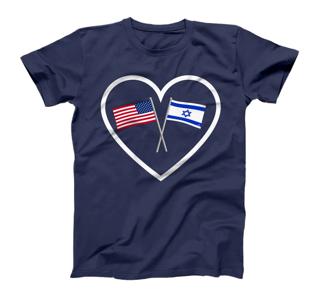 SUPPORTING ISRAEL | Heart and American Flag and Israel Flag Premium T-Shirt