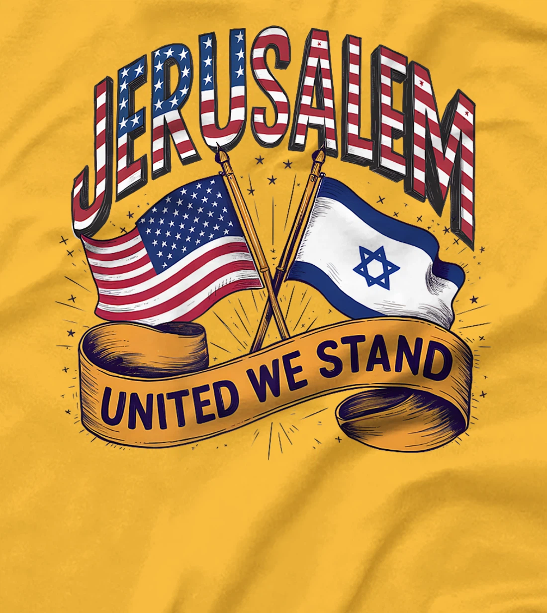 Jerusalem United We Stand American Israeli Flags Premium T-Shirt