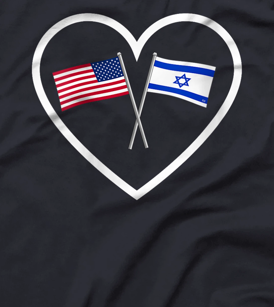Womens SUPPORTING ISRAEL | Heart and American Flag and Israel Flag T-Shirt