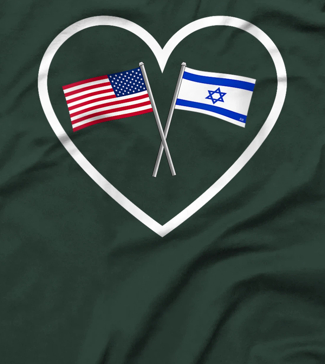 Womens SUPPORTING ISRAEL | Heart and American Flag and Israel Flag T-Shirt