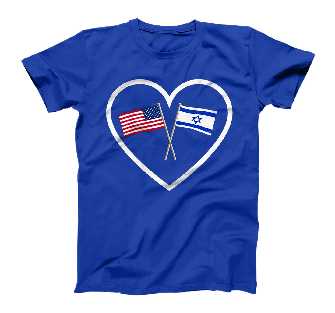 SUPPORTING ISRAEL | Heart and American Flag and Israel Flag Premium T-Shirt