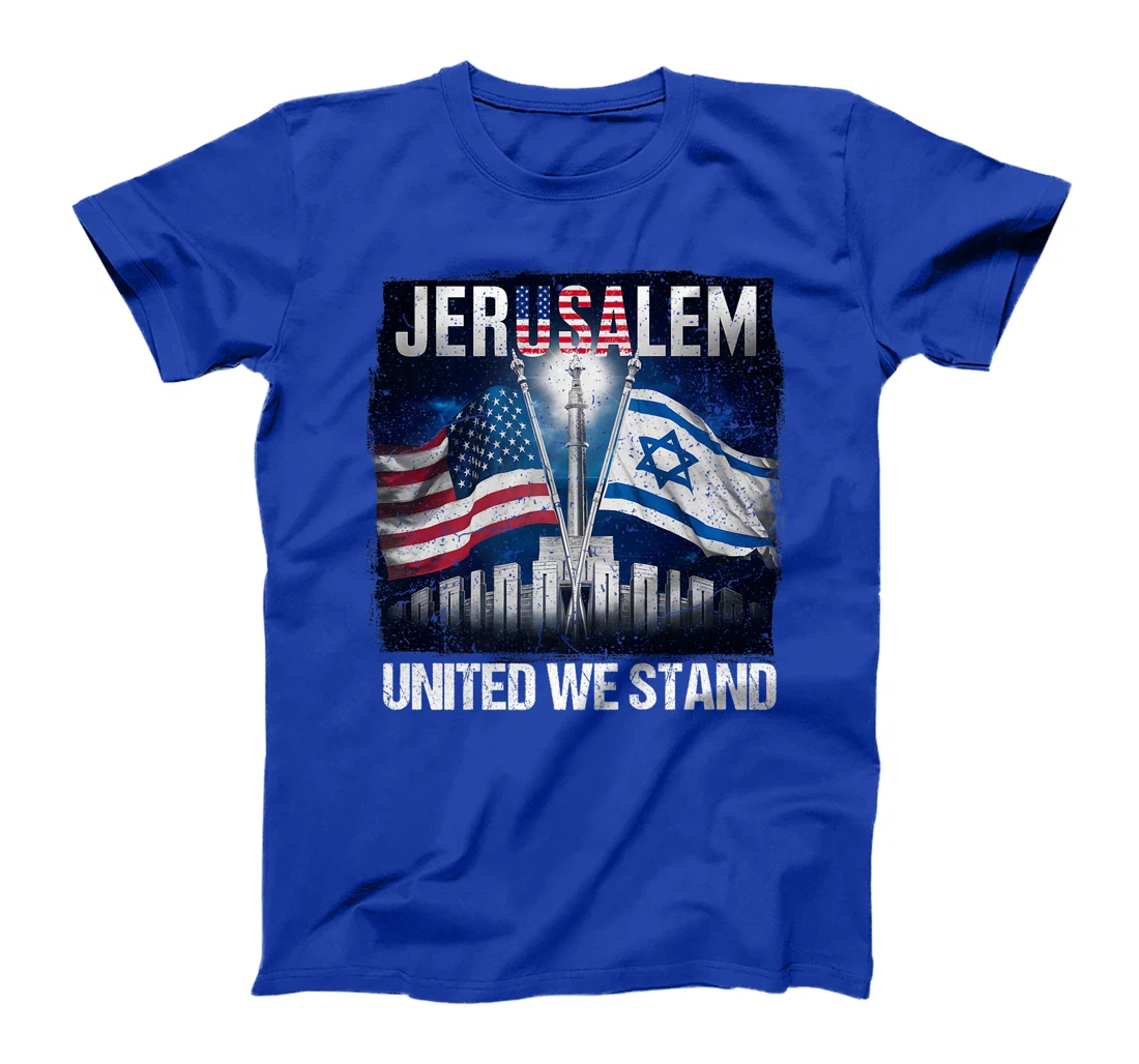 Jerusalem United We Stand American Israeli Flags Premium T-Shirt