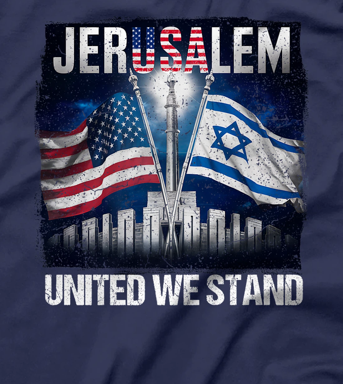 Jerusalem United We Stand American Israeli Flags Premium T-Shirt