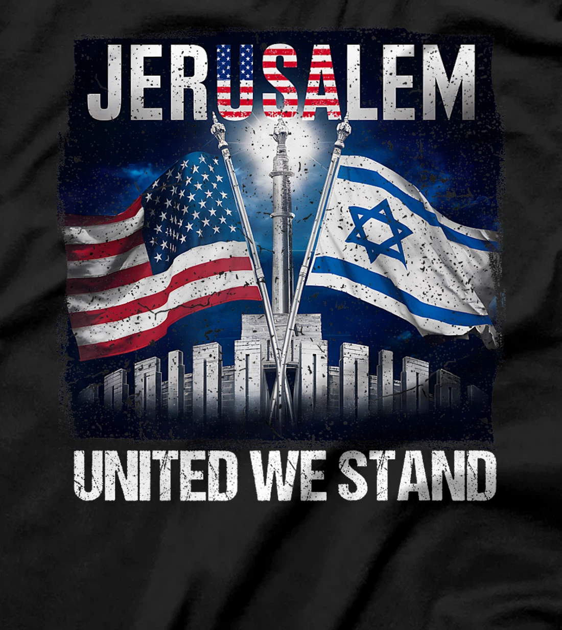 Jerusalem United We Stand American Israeli Flags Premium T-Shirt