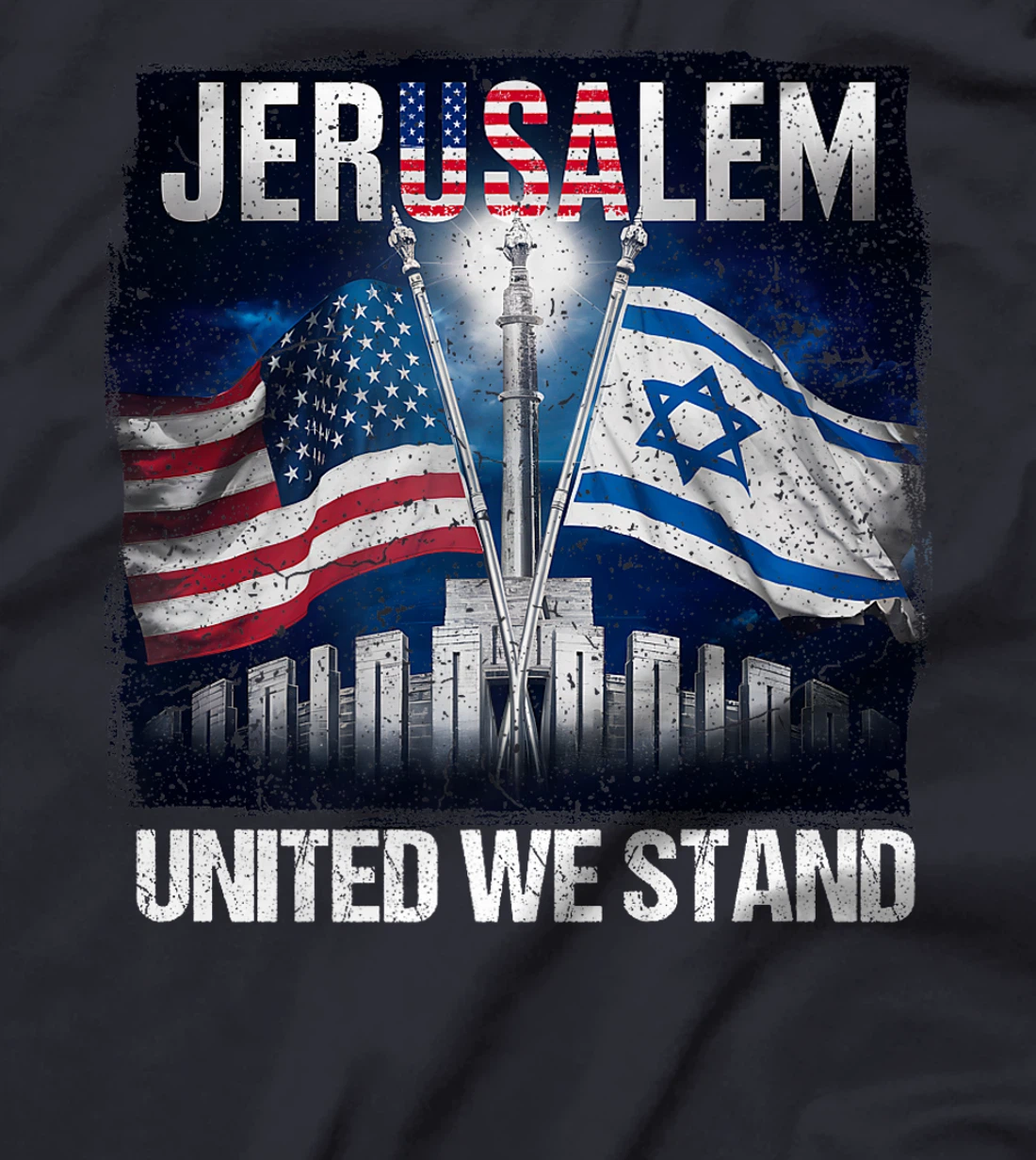 Jerusalem United We Stand American Israeli Flags Premium T-Shirt