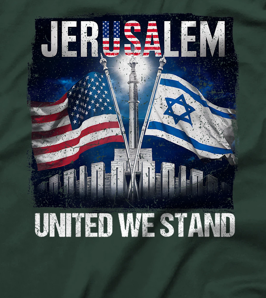 Jerusalem United We Stand American Israeli Flags Premium T-Shirt