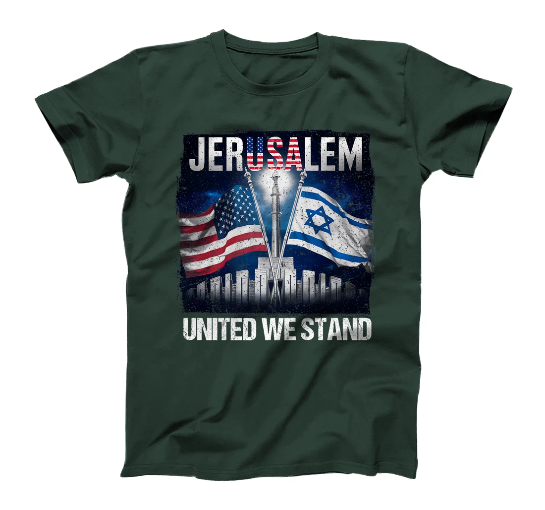 Jerusalem United We Stand American Israeli Flags Premium T-Shirt