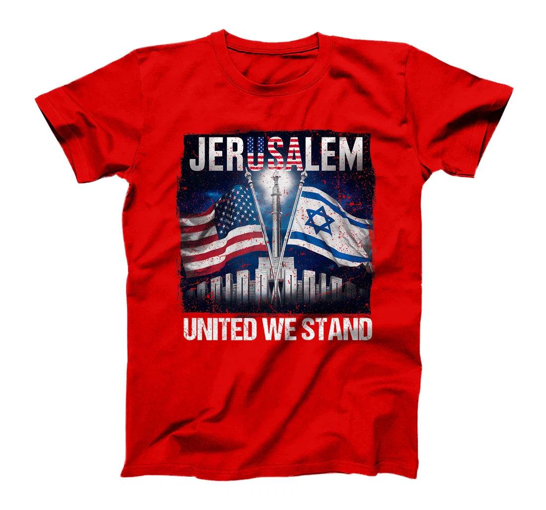Jerusalem United We Stand American Israeli Flags Premium T-Shirt