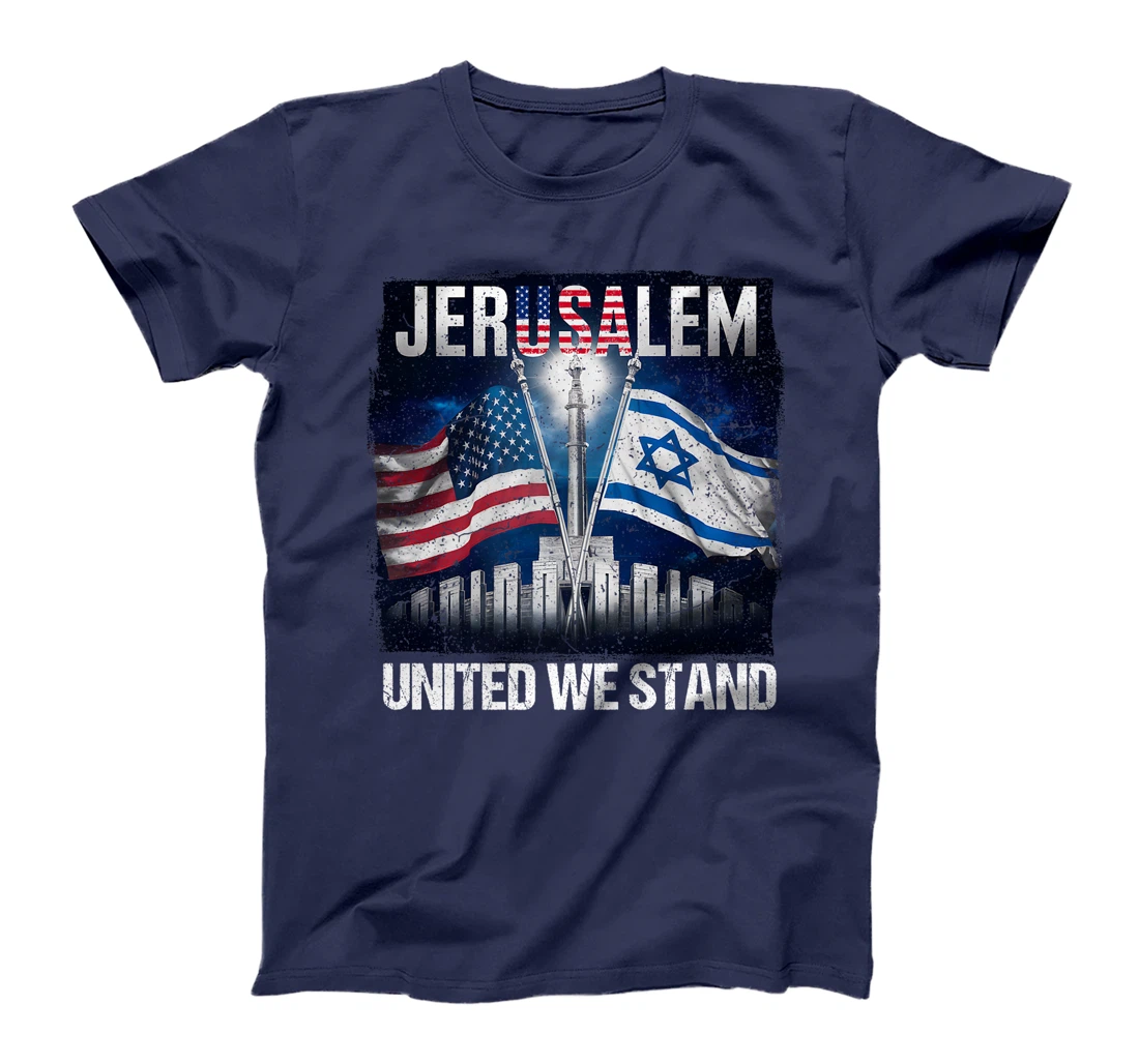 Jerusalem United We Stand American Israeli Flags Premium T-Shirt