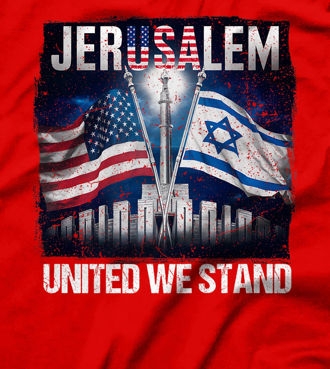 Jerusalem United We Stand American Israeli Flags Premium T-Shirt