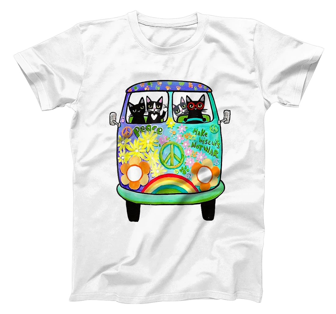 Cats On Hippie Van Funny Retro Style Gypsie Lover Groovy T-Shirt