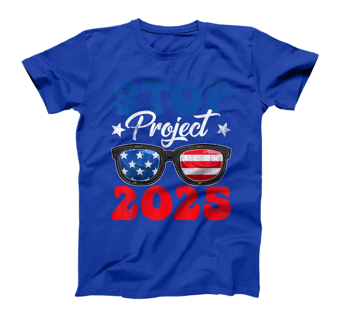 Retro Stop Project 2025 Anti Trump American Flag Sunglasses T-Shirt