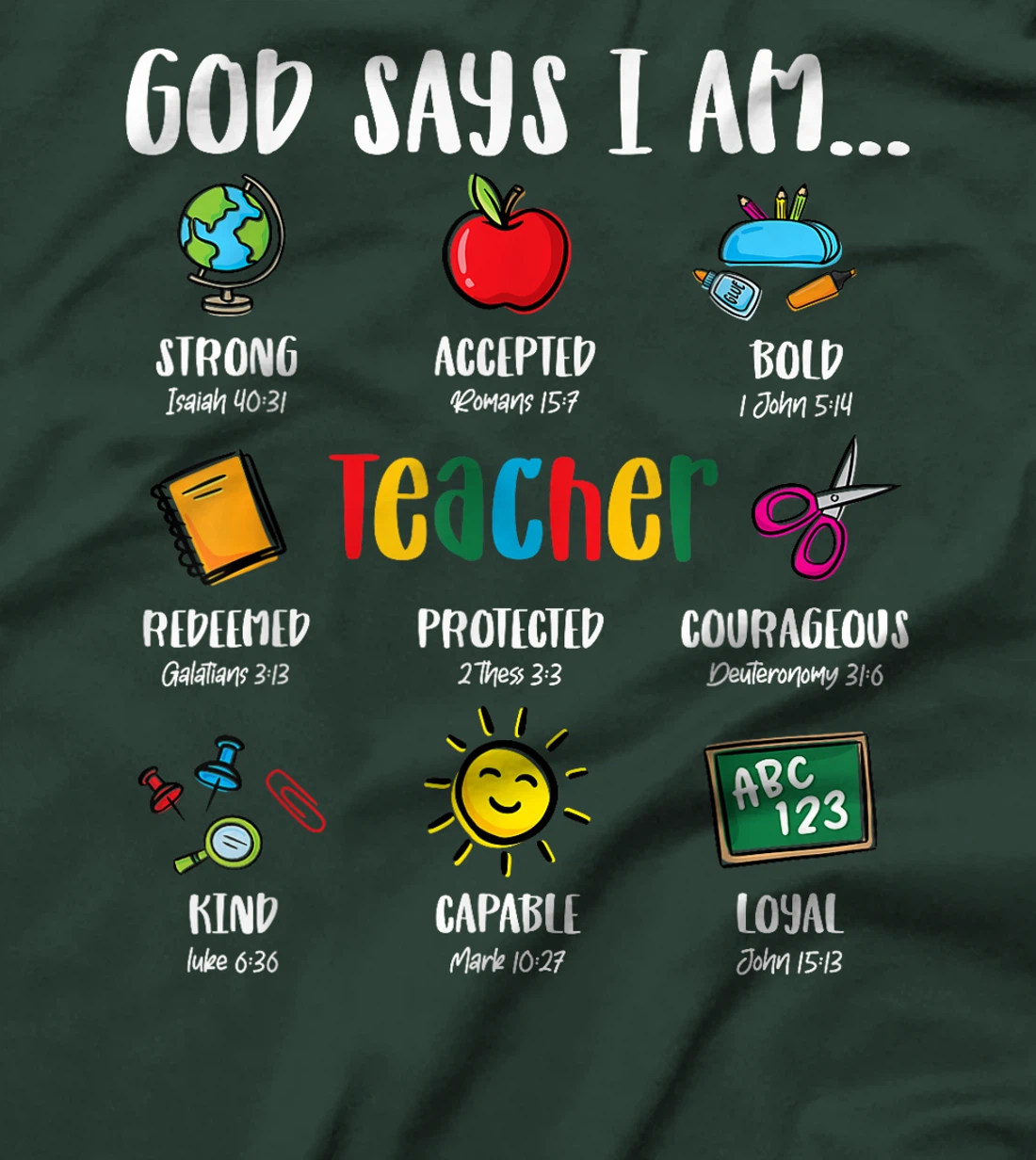 God Says I'm Teacher Christian 2024 Back To School Rainbow T-Shirt