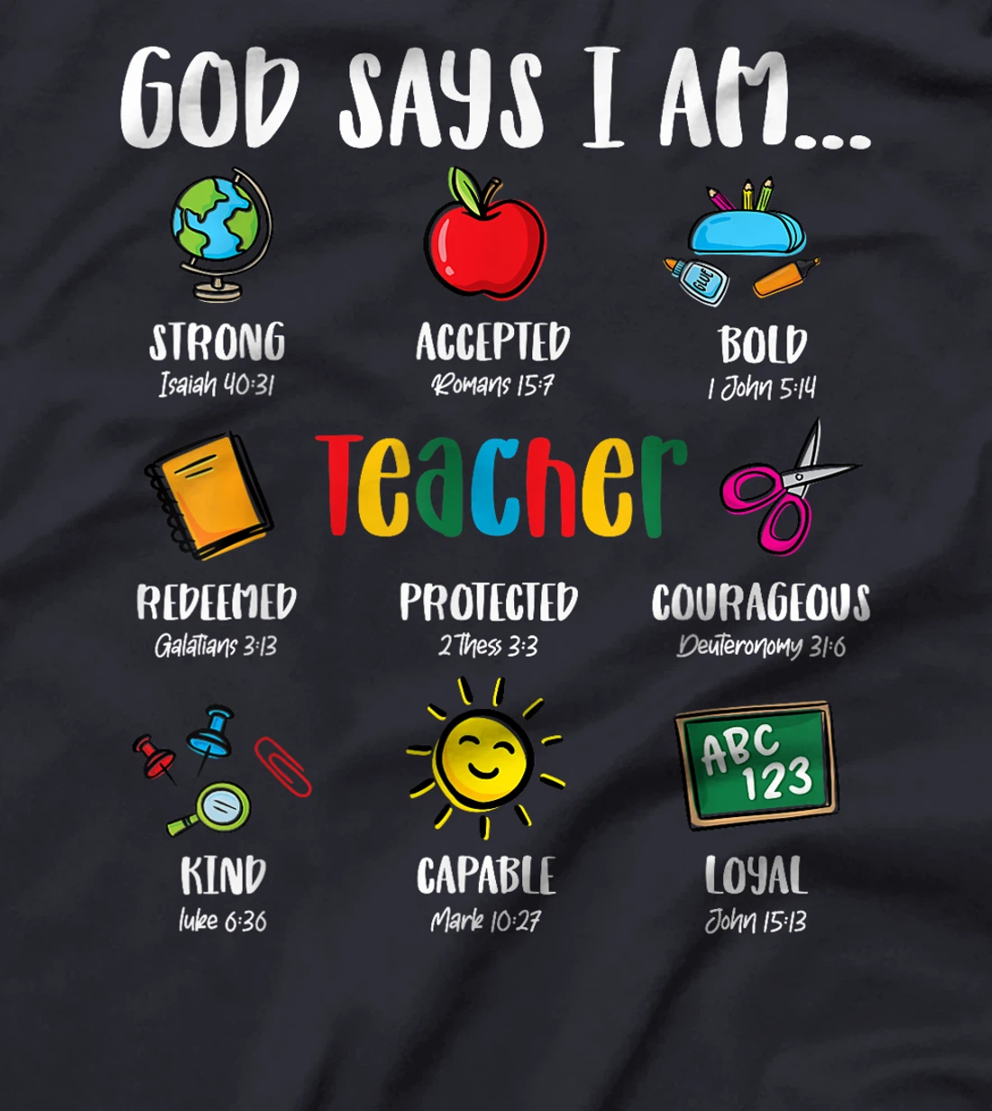 God Says I'm Teacher Christian 2024 Back To School Rainbow T-Shirt