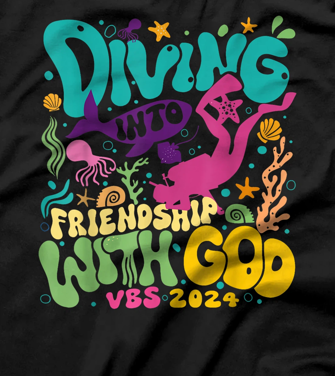 Diving Into Friendship With God Scuba VBS 2024 Christian T-Shirt