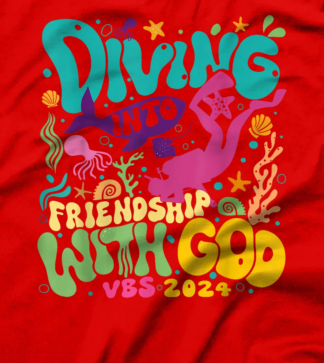 Diving Into Friendship With God Scuba VBS 2024 Christian T-Shirt