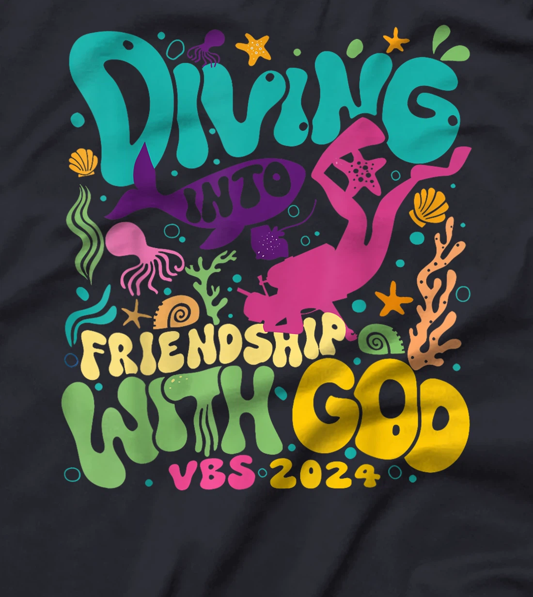 Diving Into Friendship With God Scuba VBS 2024 Christian T-Shirt