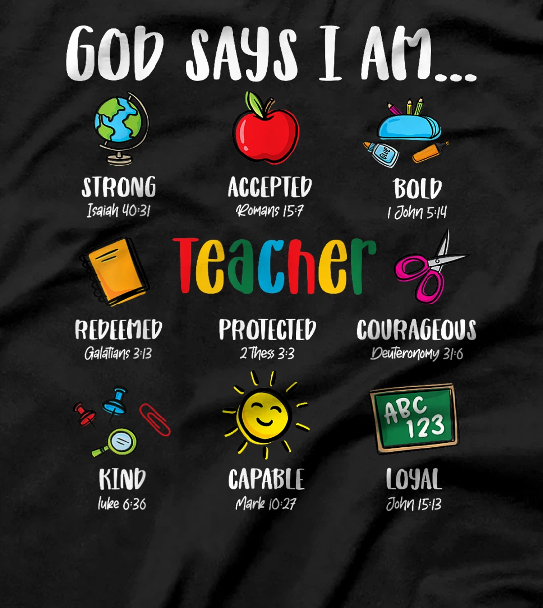 God Says I'm Teacher Christian 2024 Back To School Rainbow T-Shirt