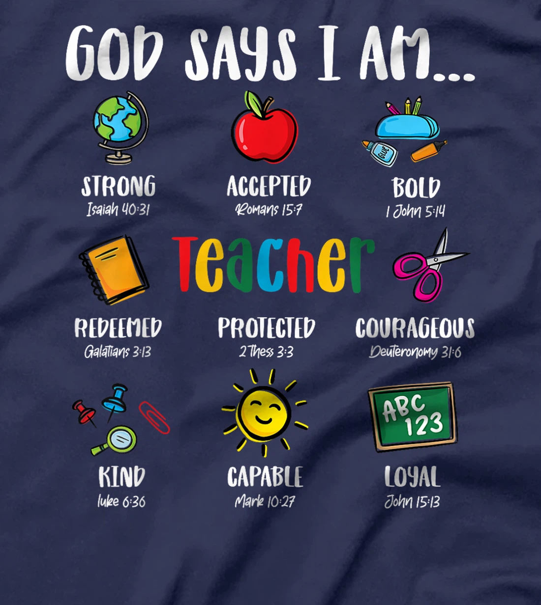 God Says I'm Teacher Christian 2024 Back To School Rainbow T-Shirt