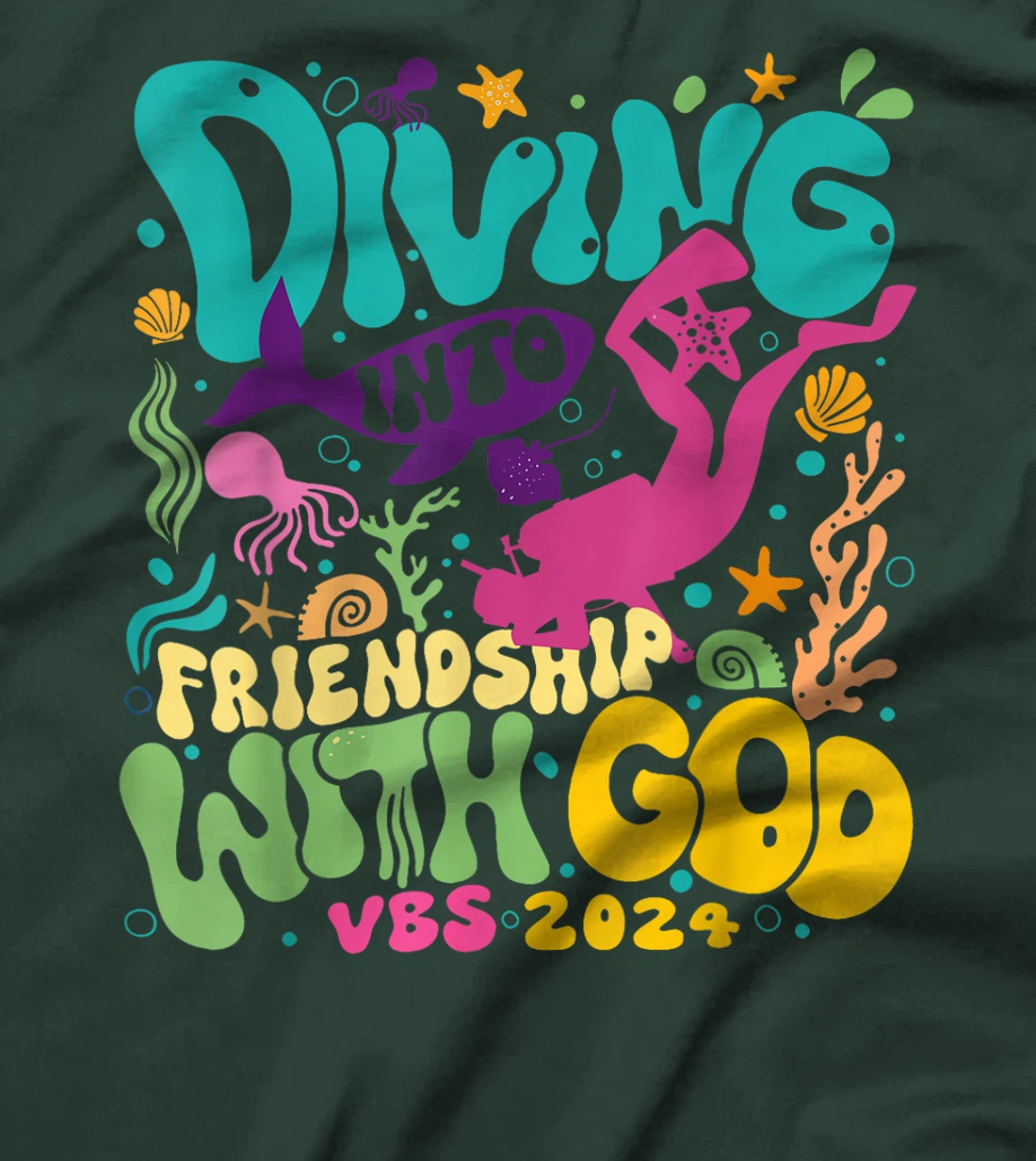 Diving Into Friendship With God Scuba VBS 2024 Christian T-Shirt