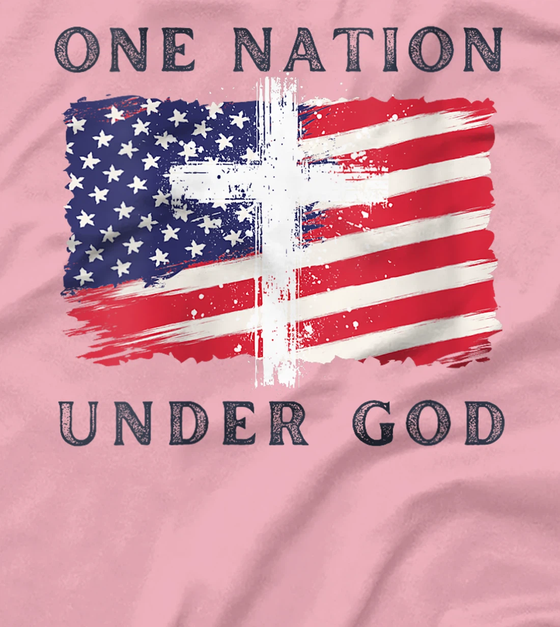 Womens One Nation Under God USA Flag 4th Of July Christian T-Shirt