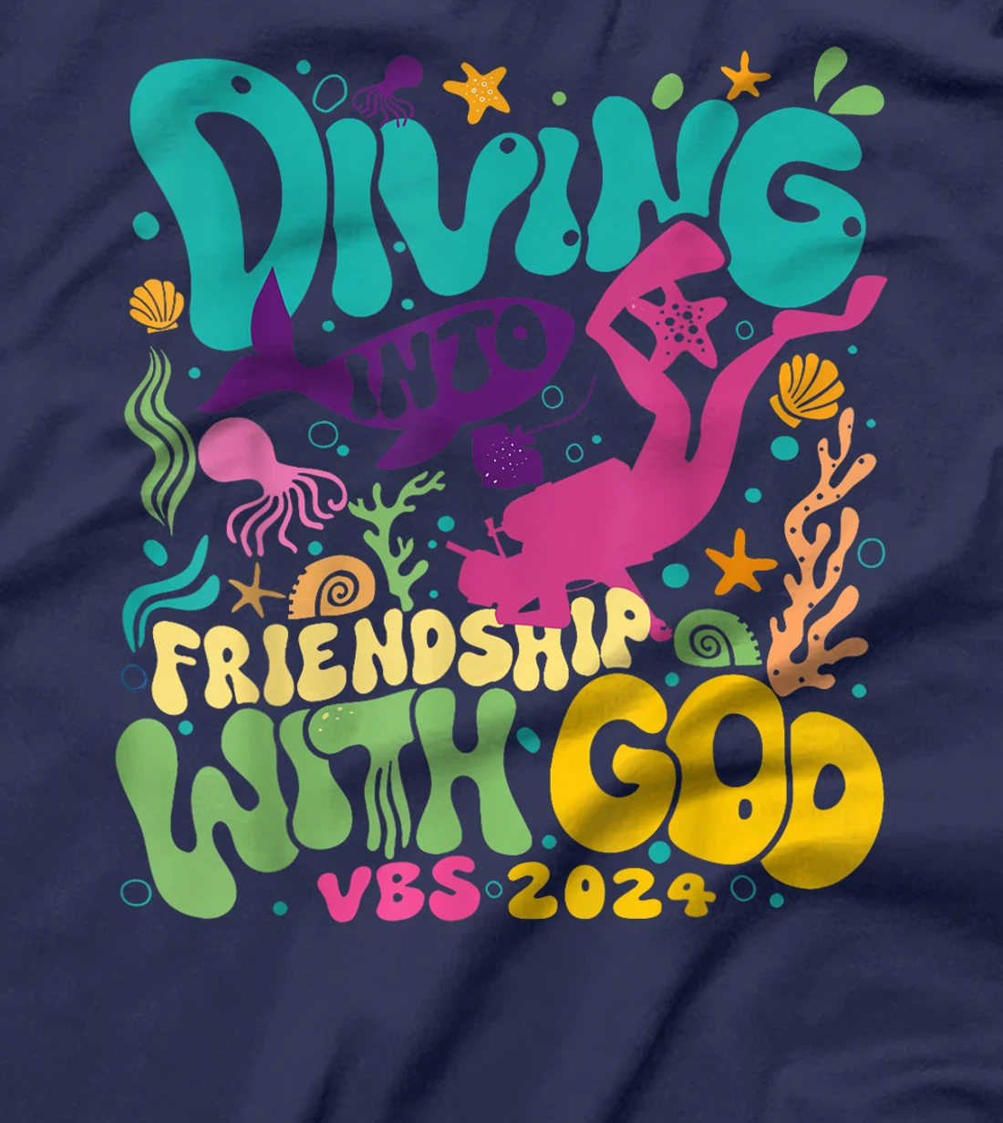 Diving Into Friendship With God Scuba VBS 2024 Christian T-Shirt