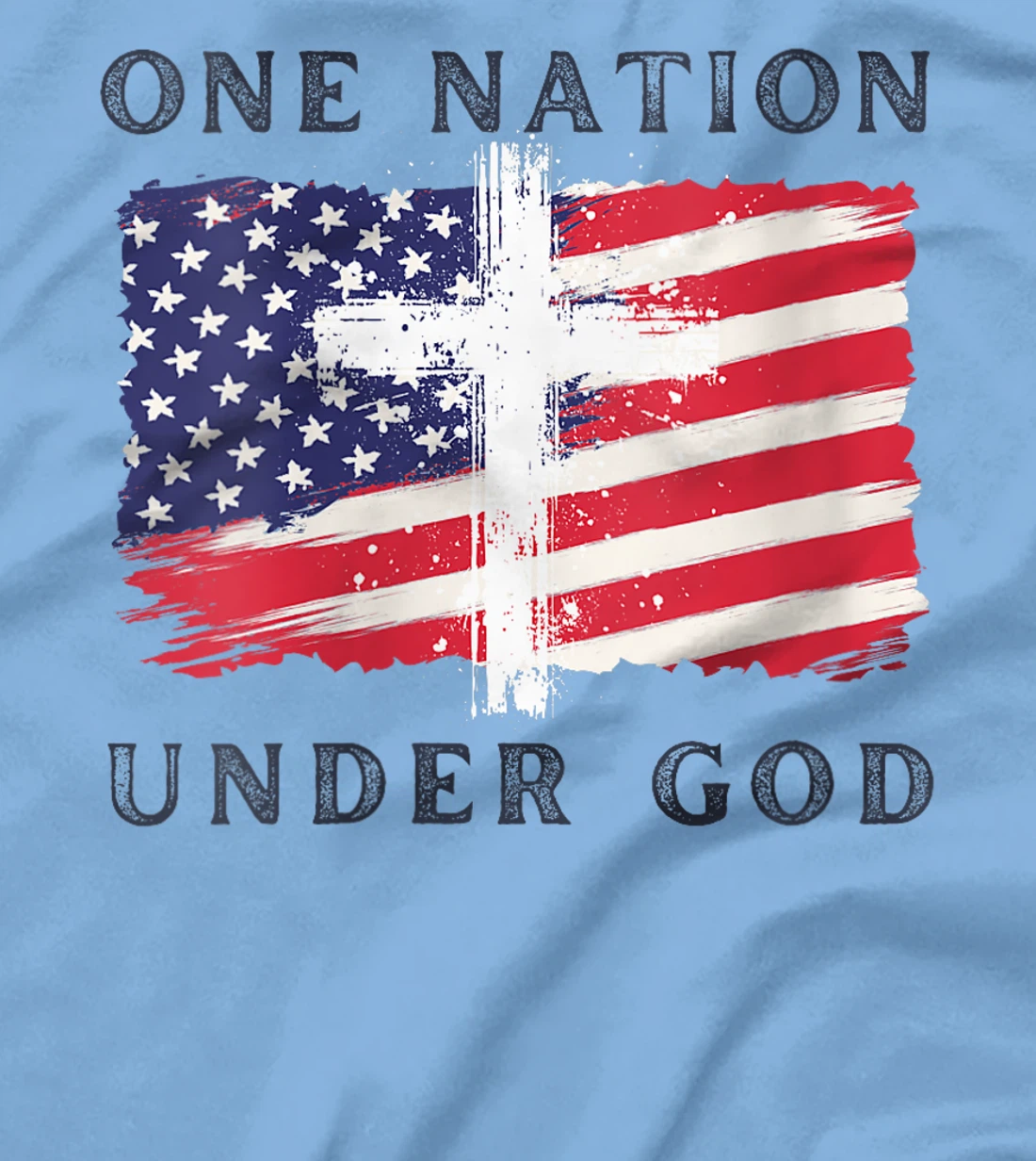 Womens One Nation Under God USA Flag 4th Of July Christian T-Shirt