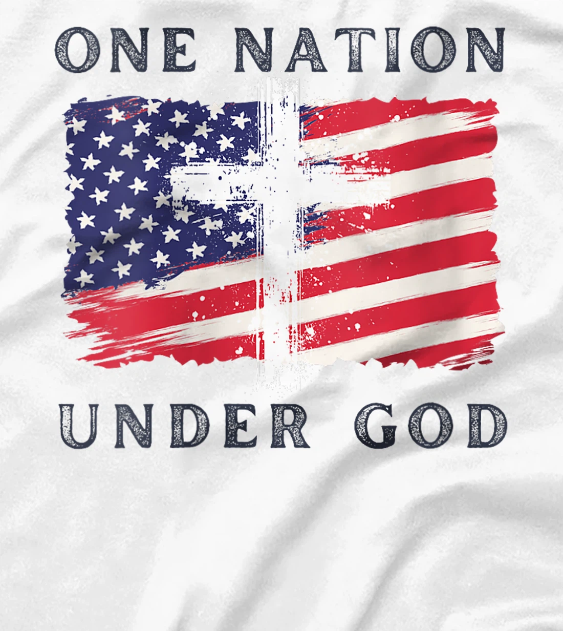 Womens One Nation Under God USA Flag 4th Of July Christian T-Shirt