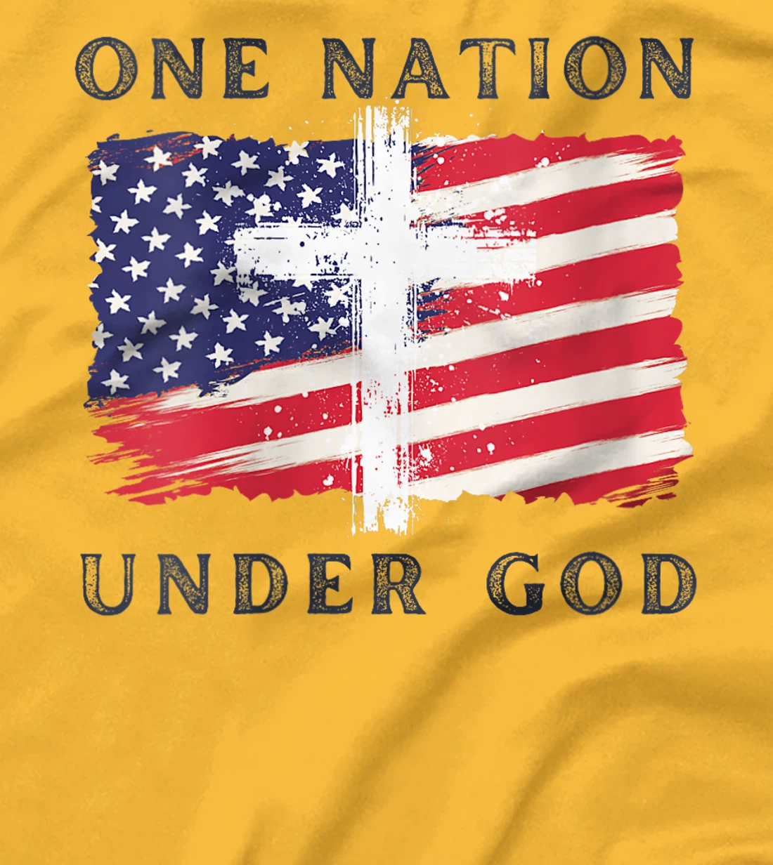 Womens One Nation Under God USA Flag 4th Of July Christian T-Shirt