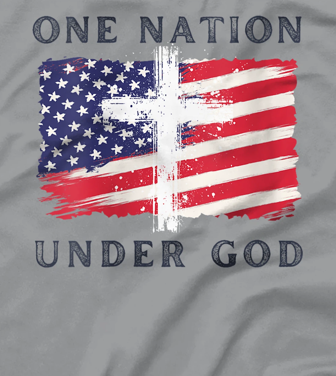 Womens One Nation Under God USA Flag 4th Of July Christian T-Shirt