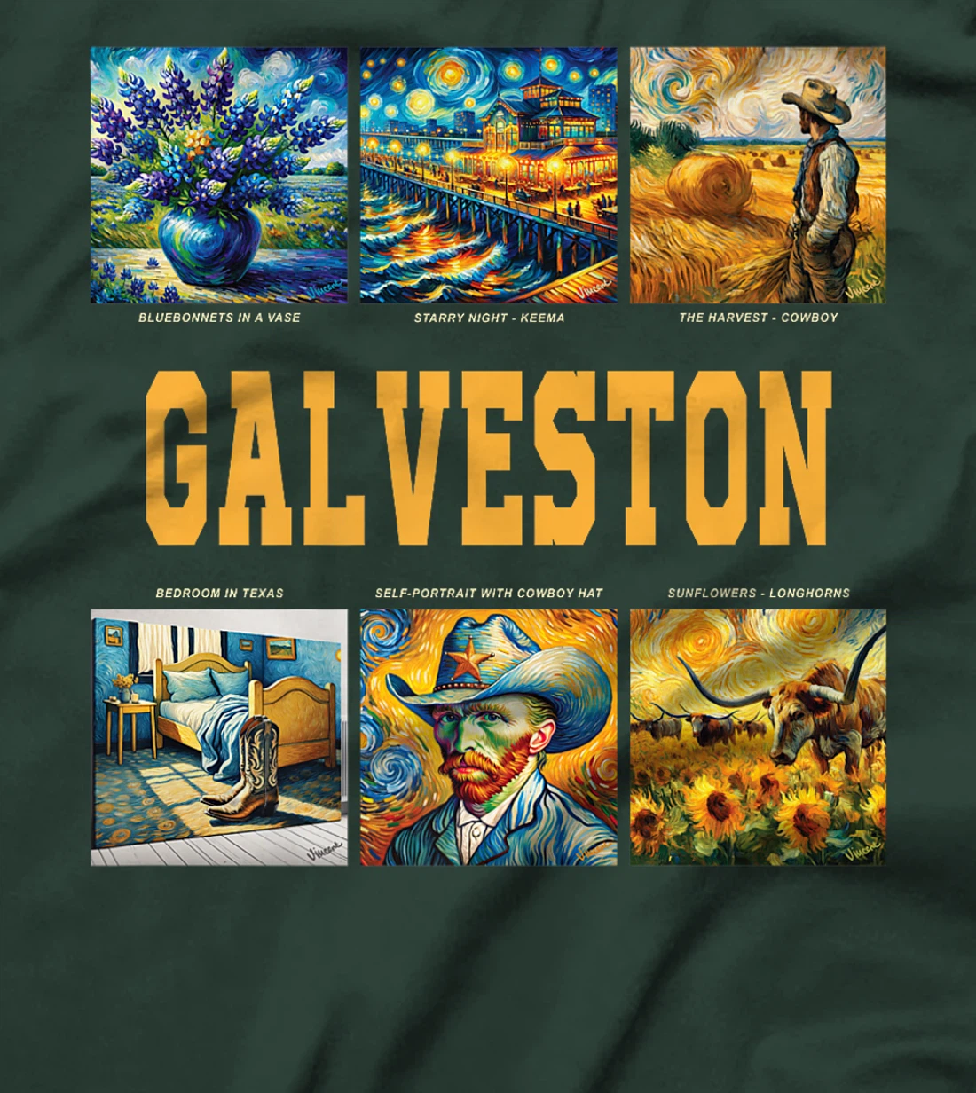 Galveston, Texas Van Gogh Inspired Art Premium T-Shirt