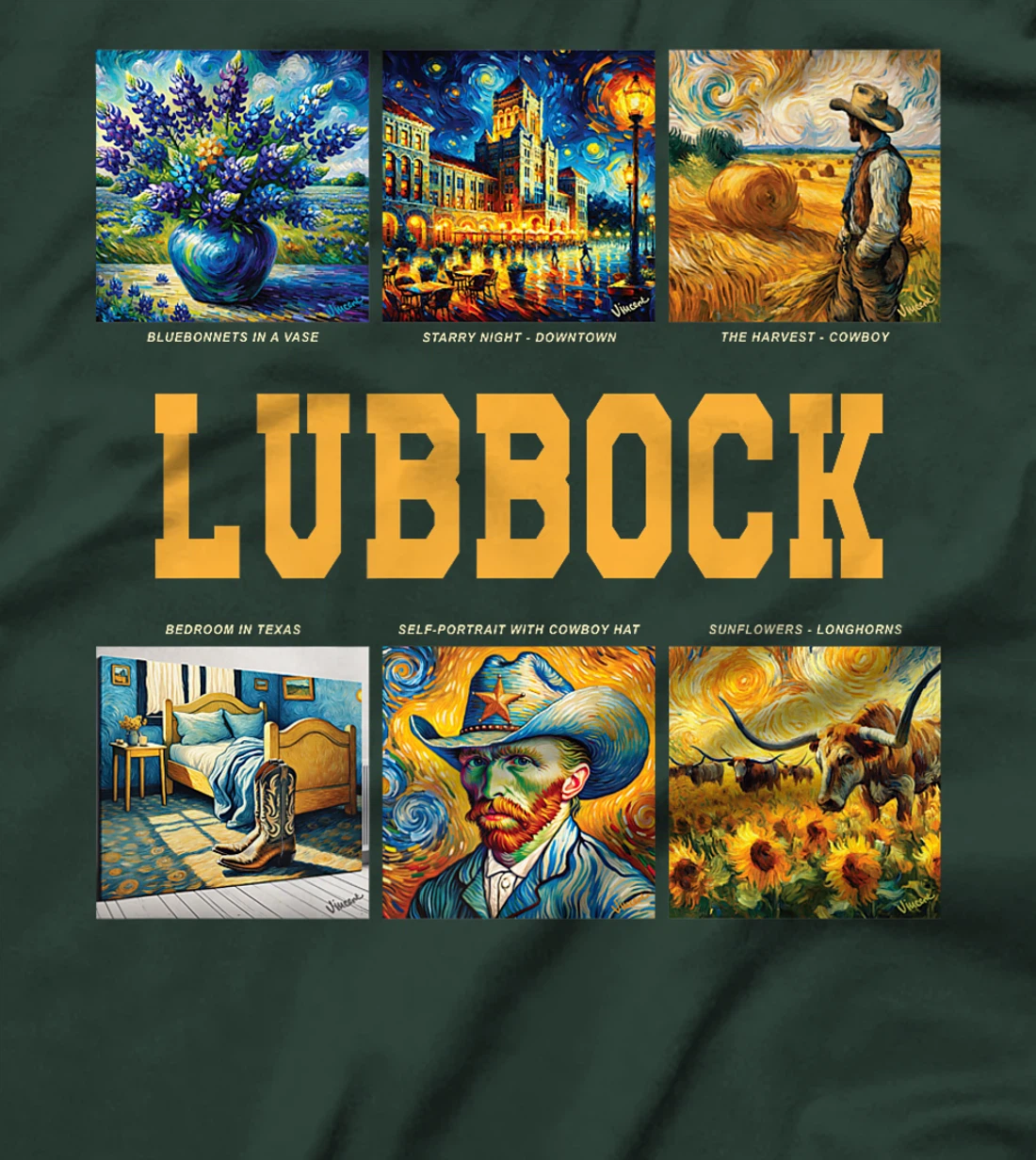 Lubbock, Texas Van Gogh Inspired Art Premium T-Shirt