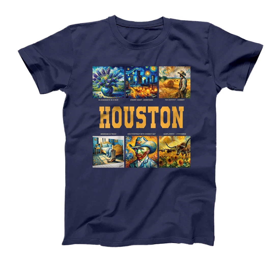 Womens Houston, Texas Van Gogh Inspired Art T-Shirt