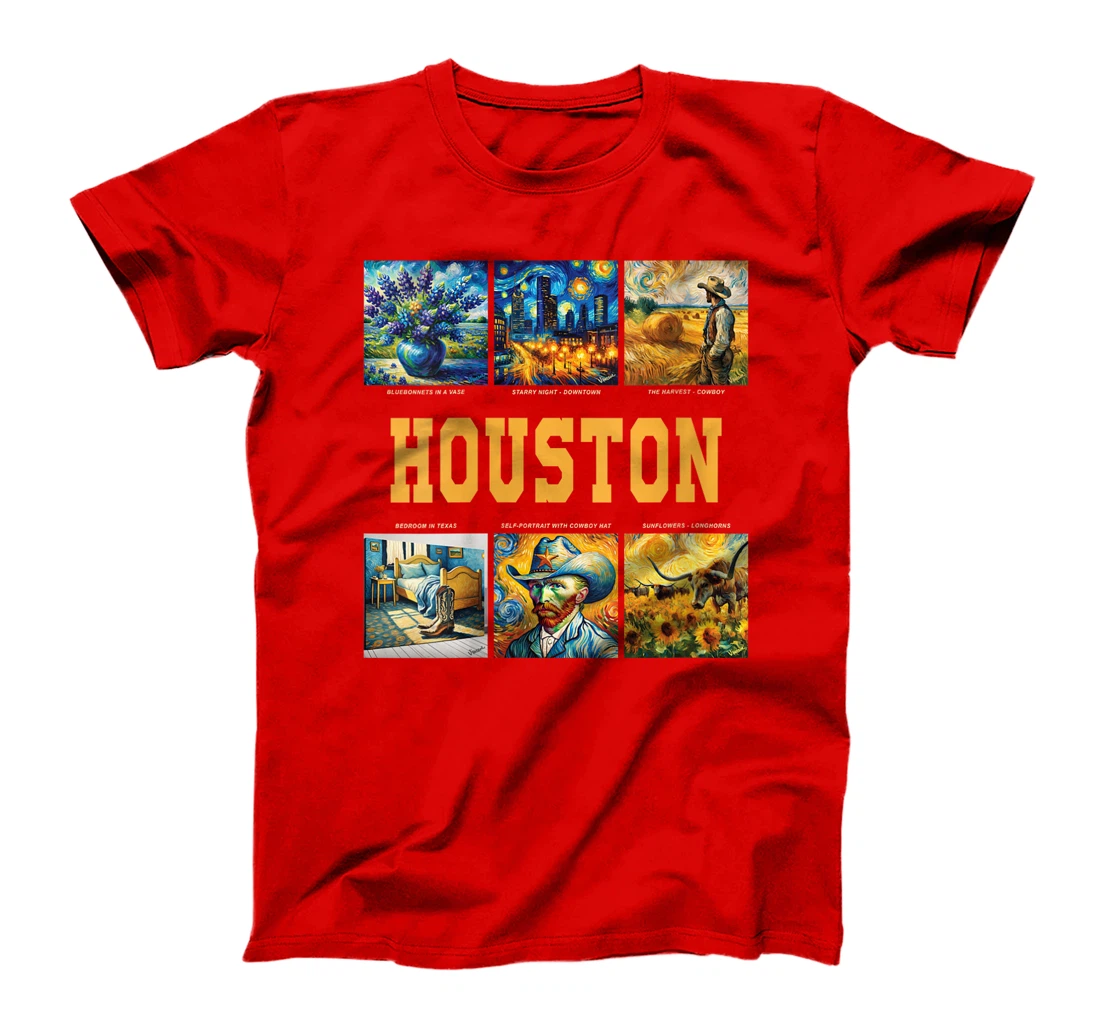 Womens Houston, Texas Van Gogh Inspired Art T-Shirt