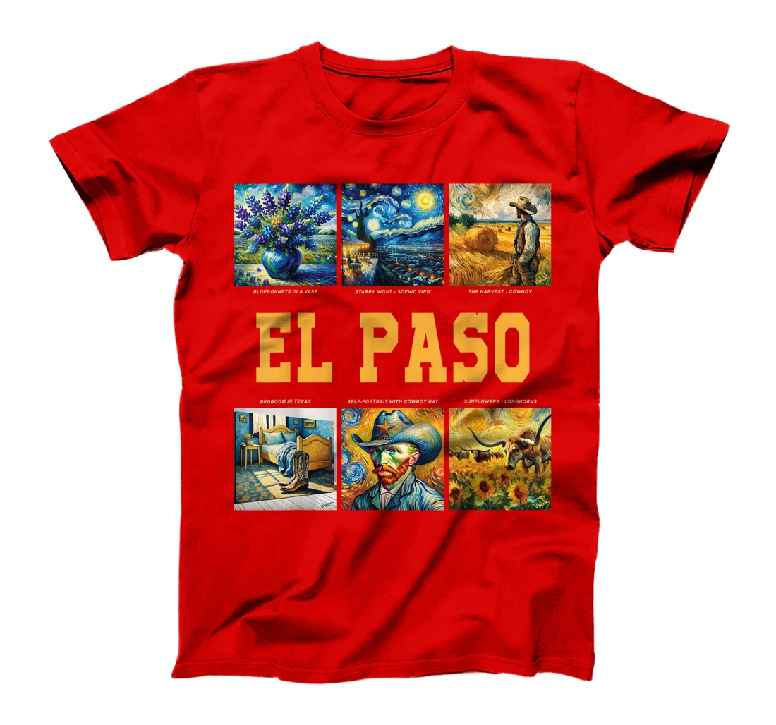 Womens El Paso, Texas Van Gogh Inspired Art T-Shirt