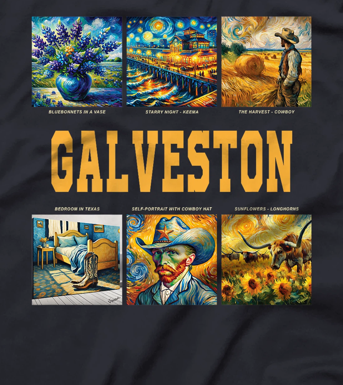 Galveston, Texas Van Gogh Inspired Art Premium T-Shirt