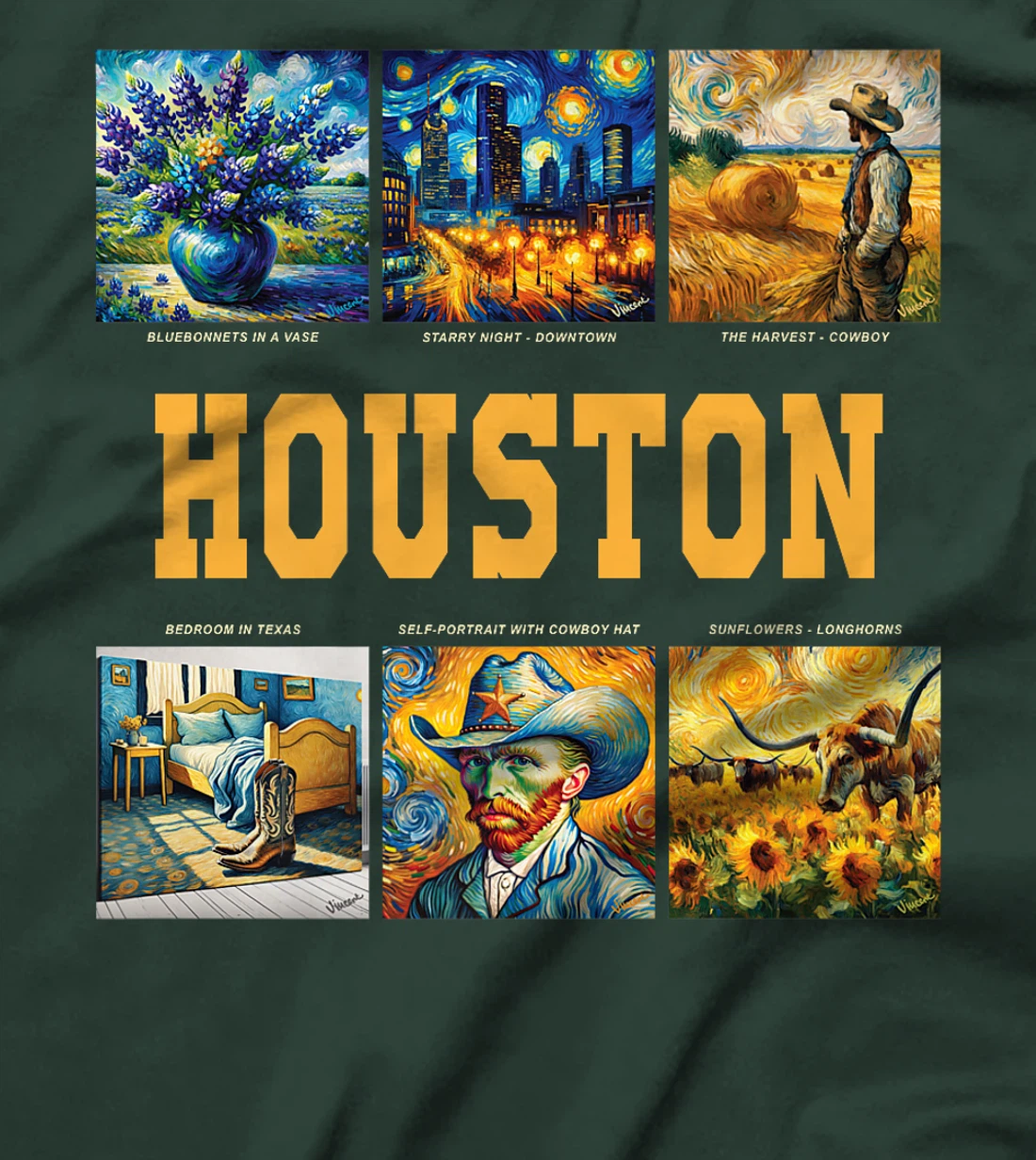 Houston, Texas Van Gogh Inspired Art Premium T-Shirt