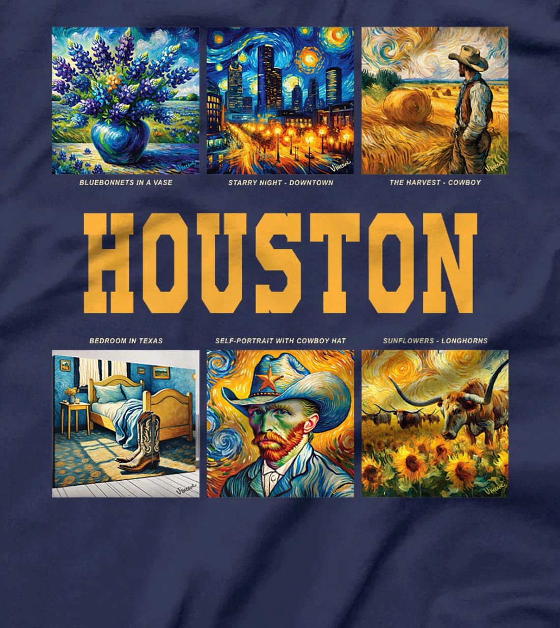Houston, Texas Van Gogh Inspired Art Premium T-Shirt