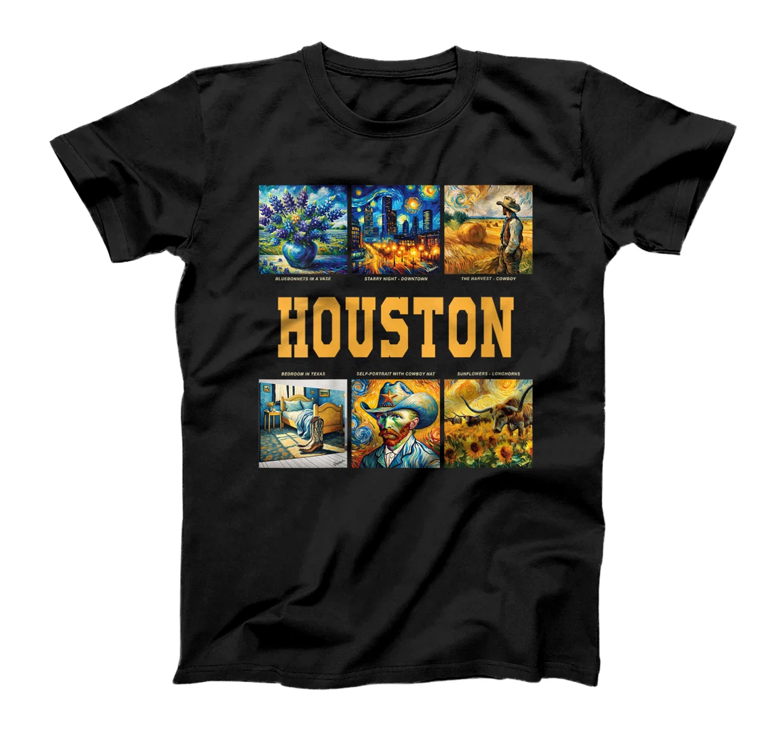 Womens Houston, Texas Van Gogh Inspired Art T-Shirt
