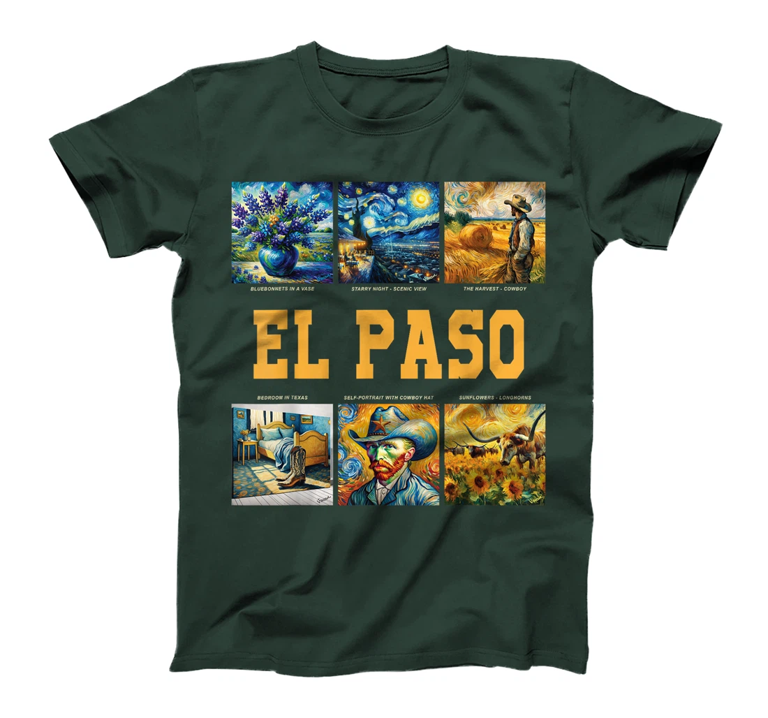 Womens El Paso, Texas Van Gogh Inspired Art T-Shirt
