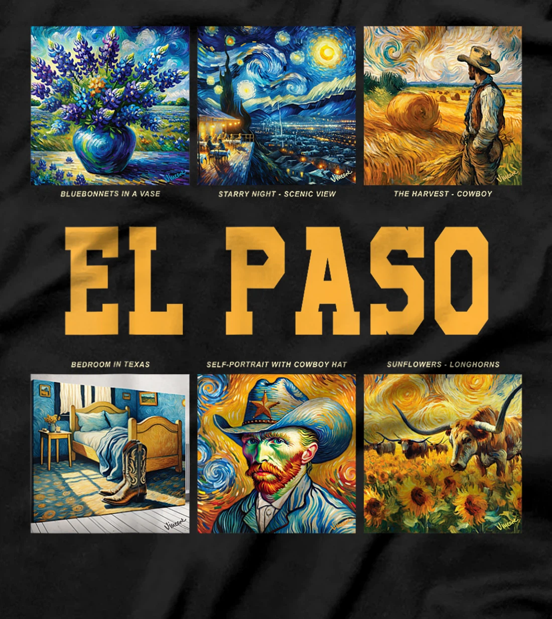 El Paso, Texas Van Gogh Inspired Art T-Shirt