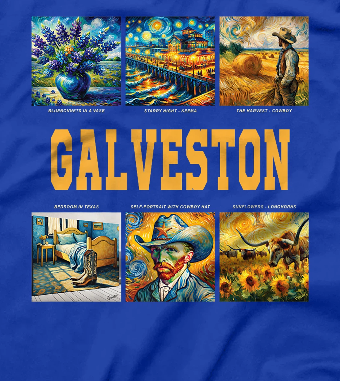 Galveston, Texas Van Gogh Inspired Art Premium T-Shirt