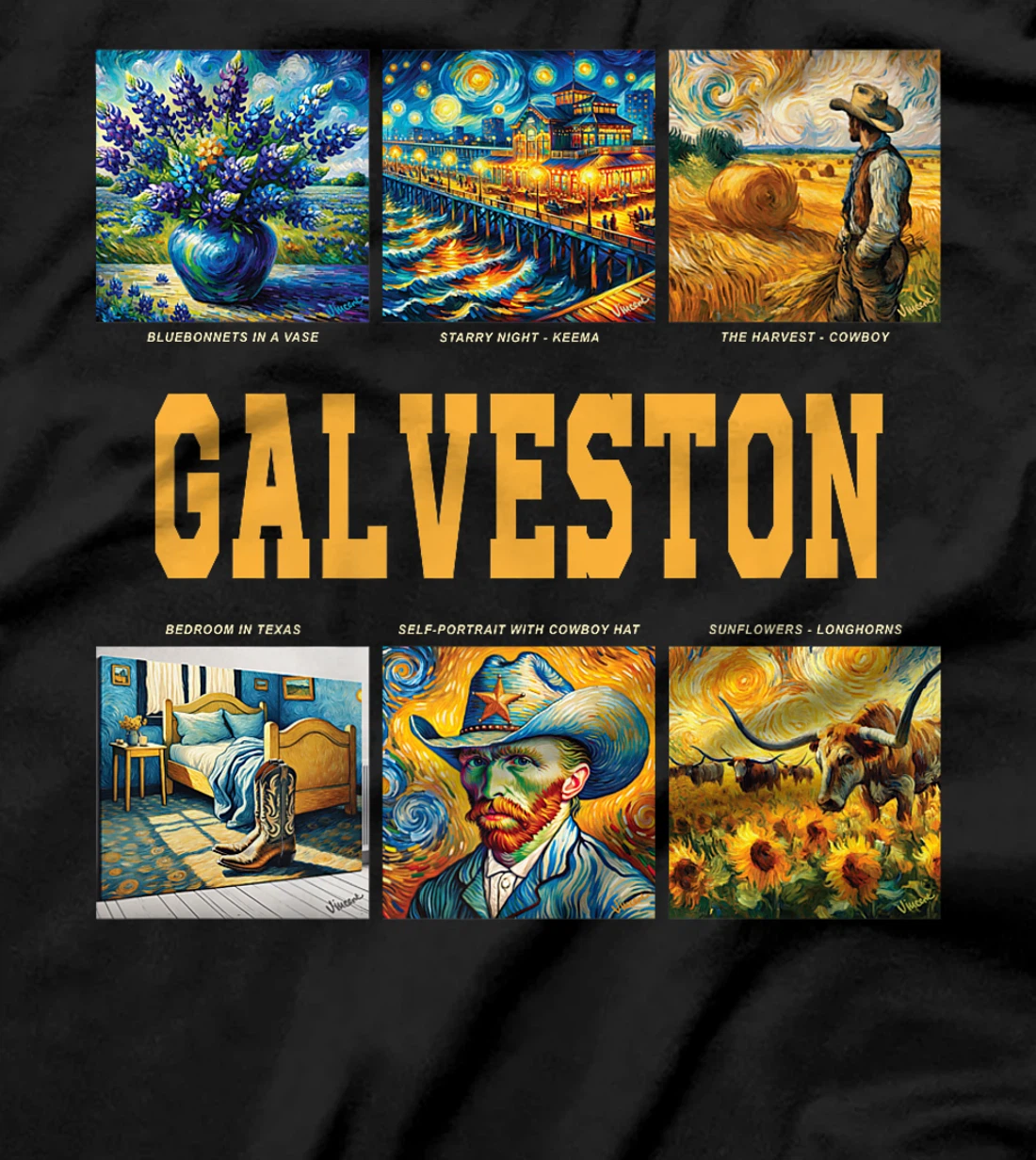 Galveston, Texas Van Gogh Inspired Art Premium T-Shirt