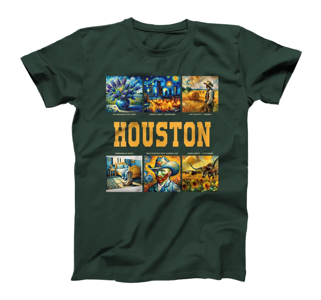 Womens Houston, Texas Van Gogh Inspired Art T-Shirt
