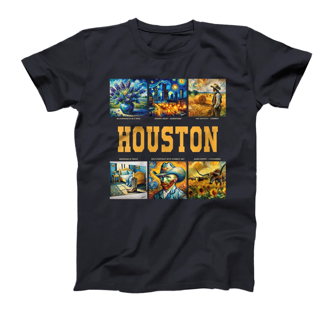 Womens Houston, Texas Van Gogh Inspired Art T-Shirt