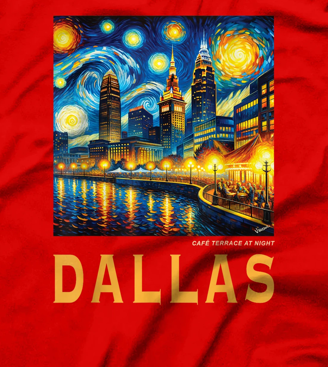 Dallas City Texas, Van Gogh Inspired T-Shirt