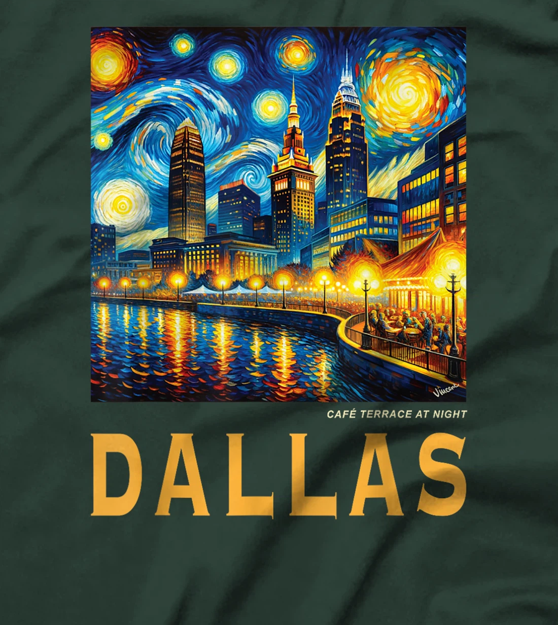 Dallas City Texas, Van Gogh Inspired T-Shirt
